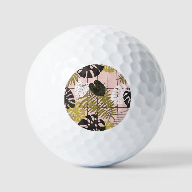 Tropical palm leaves, stylish summer. golf balls (Front)