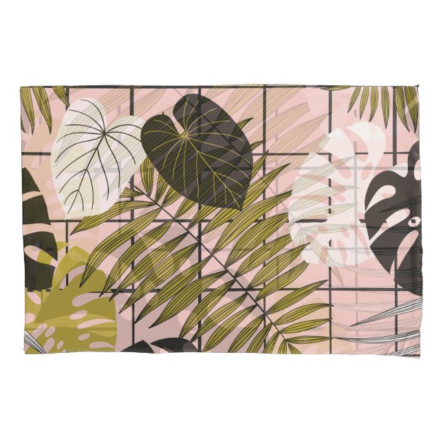 Tropical palm leaves, stylish summer. pillowcase (Front)