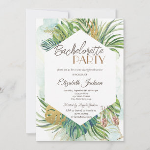 Tropical Palm Leaves Summer Bachelorette  Invitation