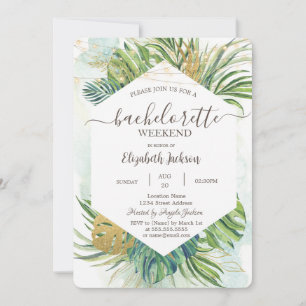 Tropical Palm Leaves Summer Bachelorette Party Invitation