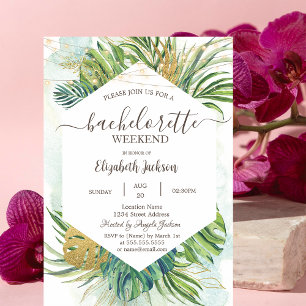 Tropical Palm Leaves Summer Bachelorette Party Invitation