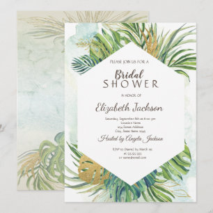 Tropical Palm Leaves Summer Bridal Shower Invitation