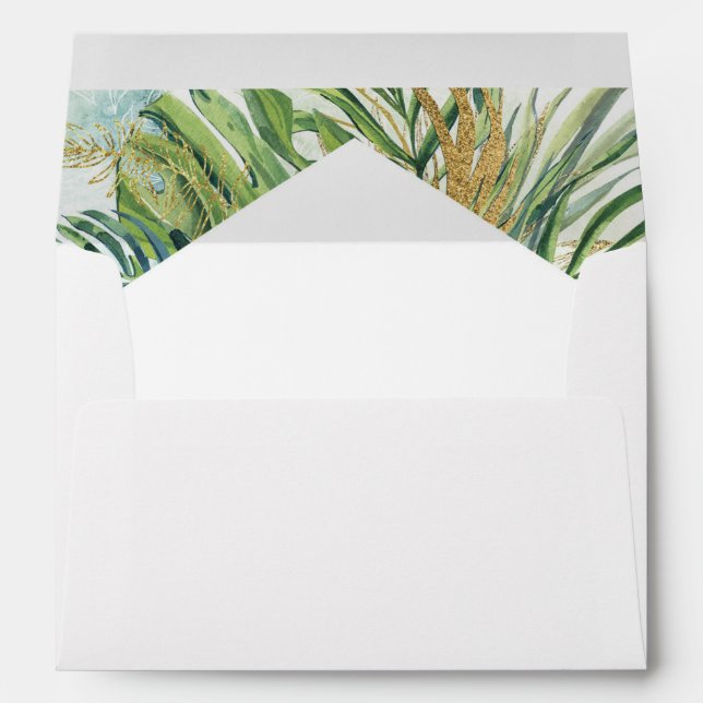 Tropical Palm Leaves Summer Envelope (Back (Bottom))