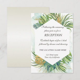 Tropical Palm Leaves Summer Reception  Invitation