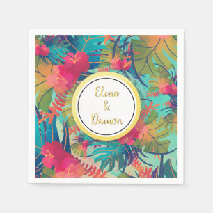 Tropical Palm Leaves Summer Wedding Paper Napkin