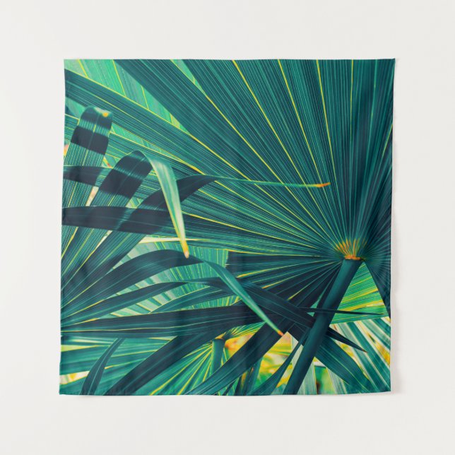 Tropical palm leaves tapestry (Front)