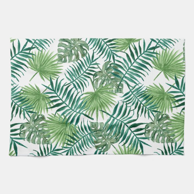 Tropical Palm Leaves Tea Towel (Horizontal)