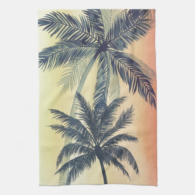 Tropical Palm Leaves Tea Towel (Vertical)