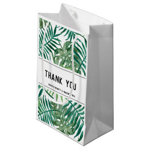 Tropical Palm Leaves Thank You Beauty Salon White  Small Gift Bag