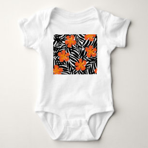 Tropical palm leaves, vintage applique style. baby bodysuit