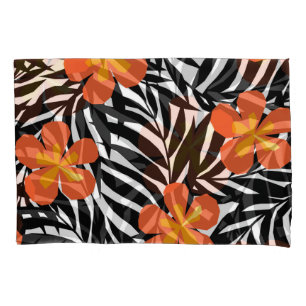 Tropical palm leaves, vintage applique style. pillowcase