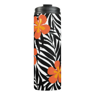 Tropical palm leaves, vintage applique style. thermal tumbler