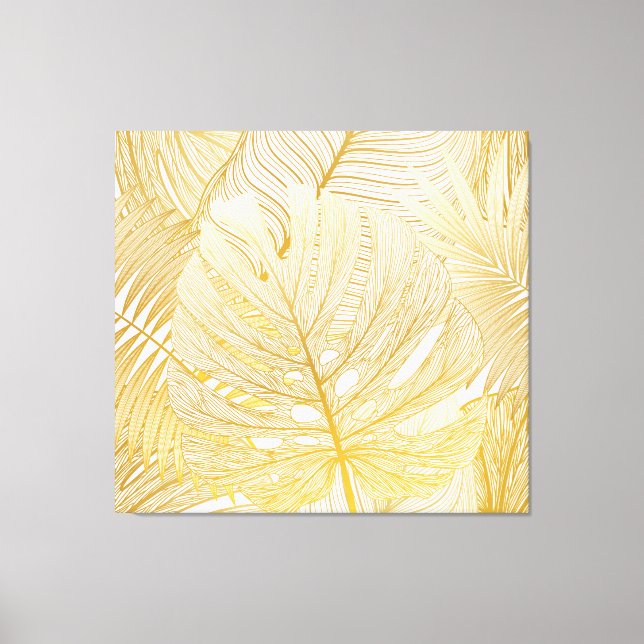 Tropical palm leaves: vintage pattern. canvas print (Front)