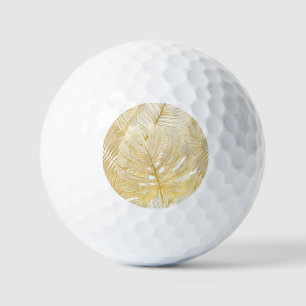 Tropical palm leaves: vintage pattern. golf balls