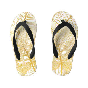 Tropical palm leaves: vintage pattern. kid's flip flops