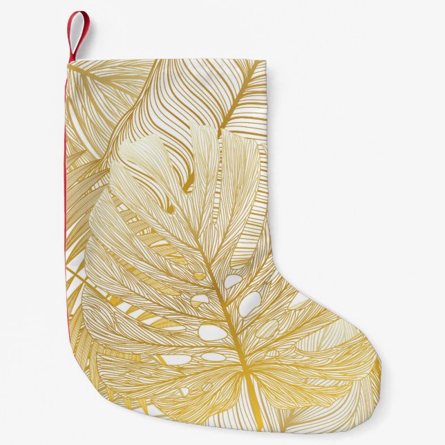 Tropical palm leaves: vintage pattern. small christmas stocking (Front)