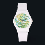 Tropical Palm Leaves Watch<br><div class="desc">Tropical Palm Leaves. Artist: Megan Meagher. Image ID: 149600FN.</div>