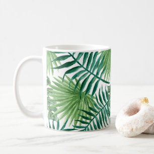Tropical Palm Leaves Watercolor Coffee Mug