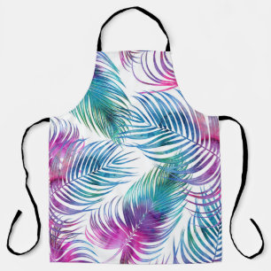 Tropical palm leaves, watercolor floral pattern. apron