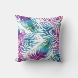 Tropical palm leaves, watercolor floral pattern. cushion