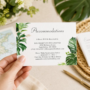 Tropical Palm Leaves Wedding Accommodations Enclosure Card