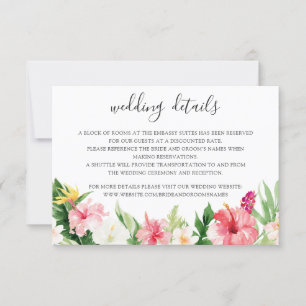 Tropical Palm Leaves Wedding Details Insert Card