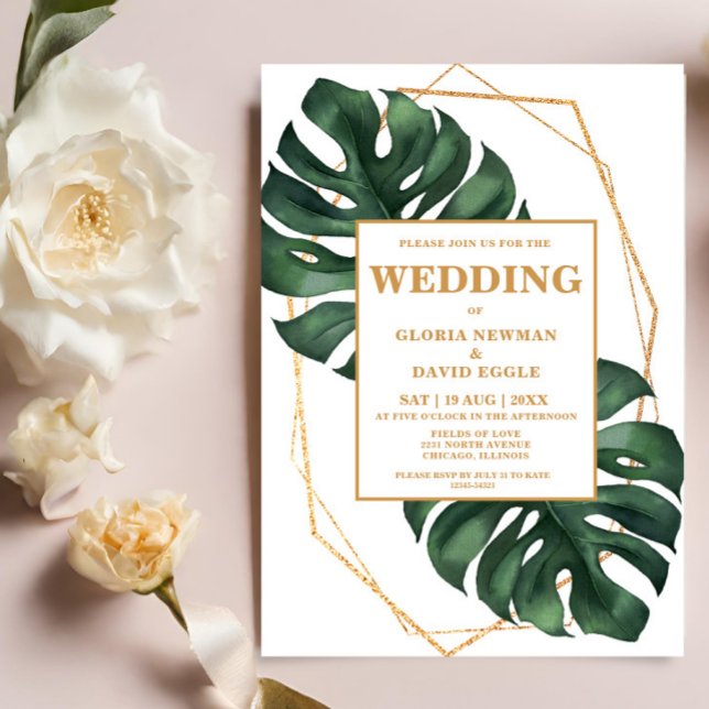 Tropical Palm Leaves Wedding Invitation (Creator Uploaded)