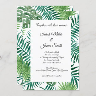 Tropical Palm Leaves Wedding Invitation