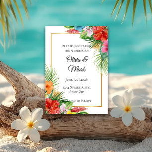 Tropical Palm Leaves Wedding Invitation   Elegant