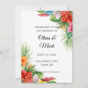 Tropical Palm Leaves Wedding Invitation Summer