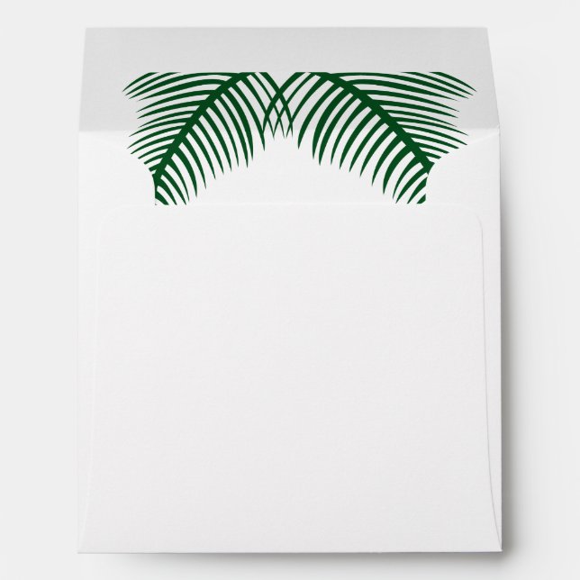 Tropical Palm Leaves Wedding Liner Envelope (Back (Bottom))