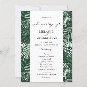 Tropical Palm Leaves Wedding Program - Green Invitation