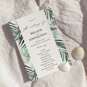 Tropical Palm Leaves Wedding Program Invitation