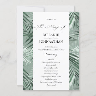 Tropical Palm Leaves Wedding Program - Mint Green Invitation