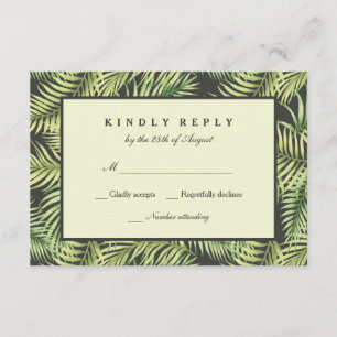 Tropical Palm Leaves Wedding RSVP Card