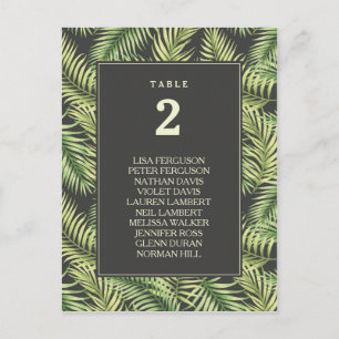 Tropical Palm Leaves Wedding Seating Chart Postcard