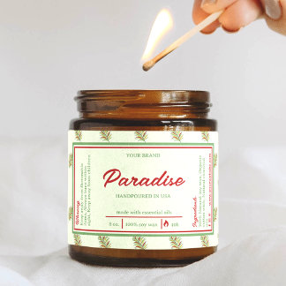 Tropical Palm Leaves Wrap Around Candle Label