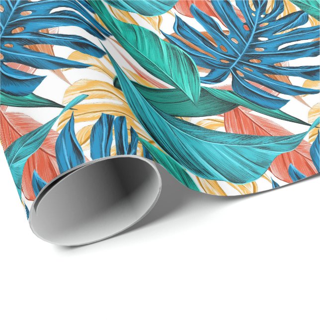  Tropical Palm Leaves Wrapping Paper (Roll Corner)