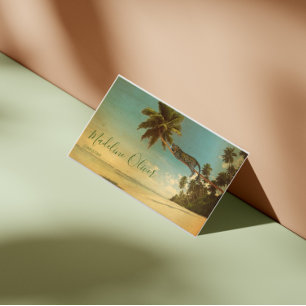 Tropical Palm Leopard Vintage Professional Beach Business Card