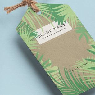 Tropical Palm Logo QR Code Hang Tags W/String