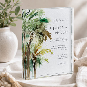 Tropical Palm Modern Wedding Invitation Keepsake Photo Block