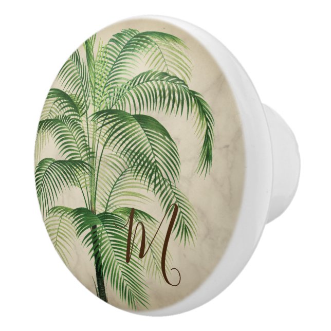 Tropical Palm Monogram Elegant Stylish Ceramic Knob (Right)