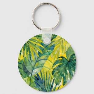 Tropical Palm Monstera Jungle Leaves Key Ring