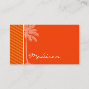 Tropical Palm; Orange Stripes Business Card
