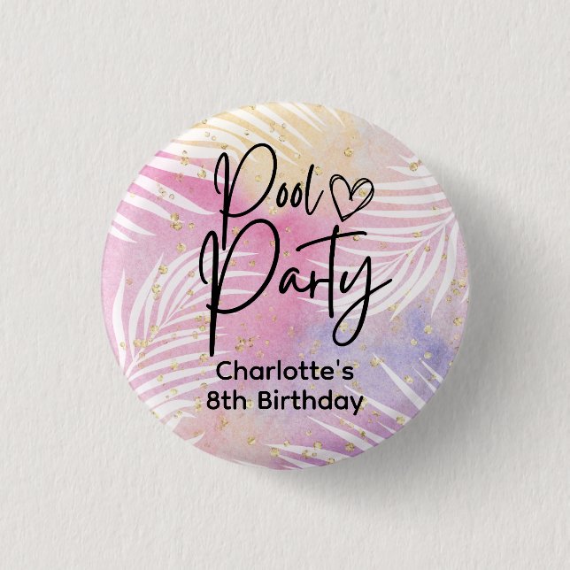 Tropical Palm Pastel Rainbow Pool Party 3 Cm Round Badge (Front)