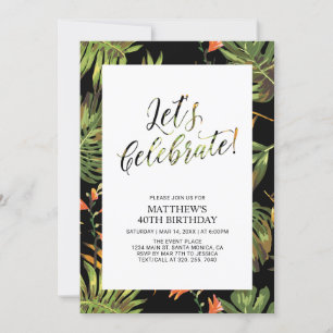 Tropical Palm Pattern Adult 40th Birthday Party Invitation