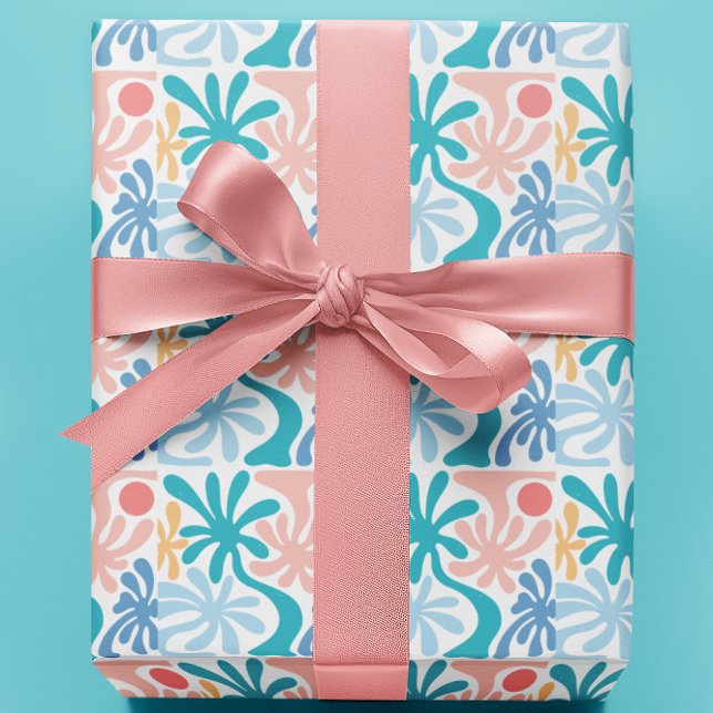 Tropical Palm Pattern Summer Party Wrapping Paper (Under the Palms summer theme Wrapping Paper)