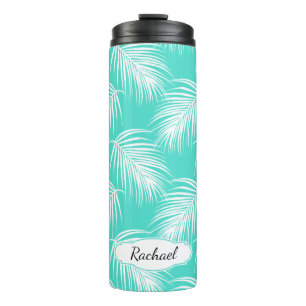 Tropical Palm Pattern with Custom Monogram Thermal Tumbler