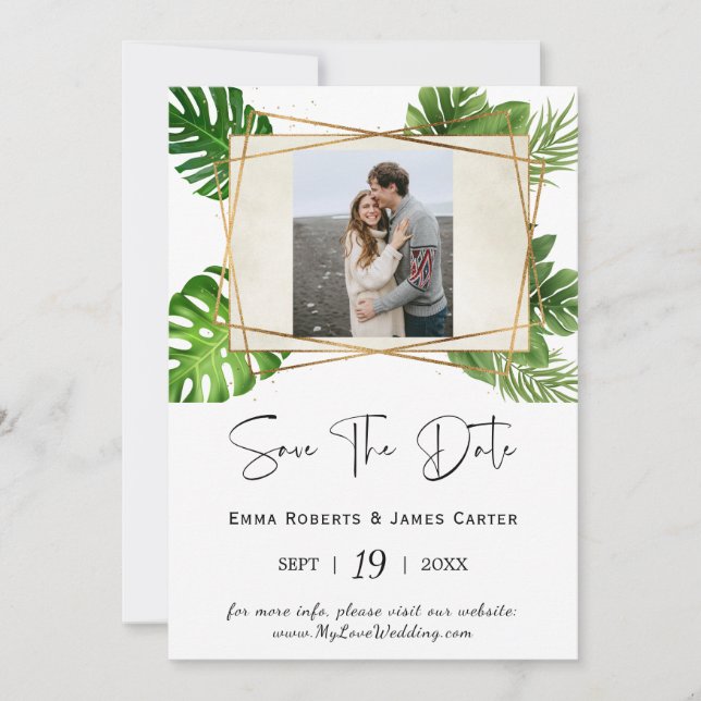 Tropical Palm Photo Save the Date (Front)