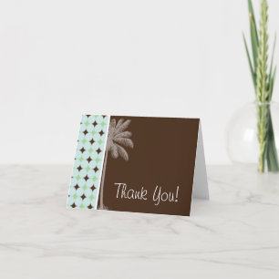 Tropical Palm; Sage Green & Brown Thank You Card